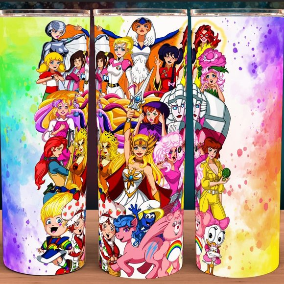 30oz 80s Throwback Rainbow Brite - Shera - Jem - Care Bears Cup Mug Tumbler - Picture 1 of 4